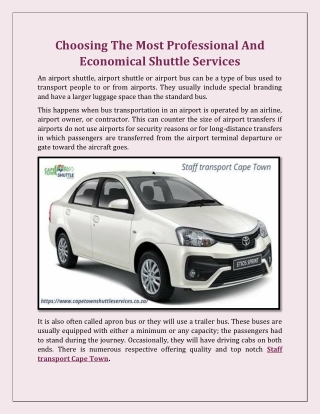 Choosing The Most Professional And Economical Shuttle Services