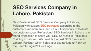 SEO Services Company in Lahore, Pakistan