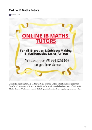 Ib Maths Tutors