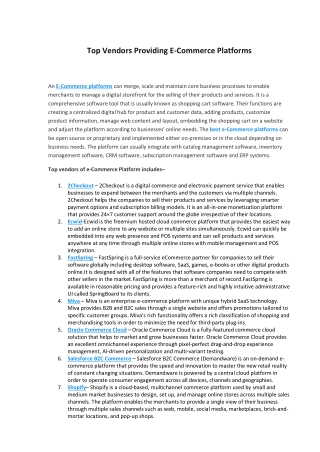 Top Vendors providing E-Commerce Platforms - 360Quadrants
