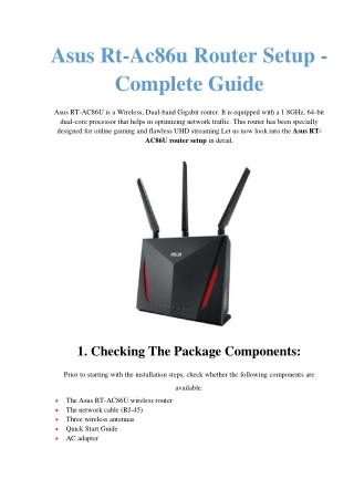 Brief Steps: Asus Rt-Ac86u Router Setup | Wired & Wireless