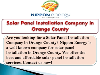 Solar Panel Installation Company in Orange County