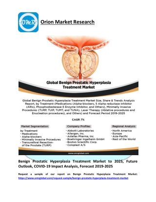 Benign Prostatic Hyperplasia Treatment Market: Analysis Report, Share, Trends and Overview 2019-2025