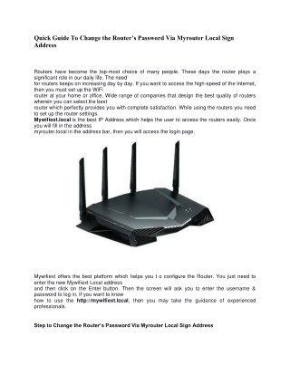 Quick Guide To Change the Router’s Password Via Myrouter Local Sign Address