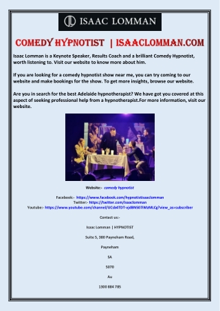 Comedy hypnotist  | Isaaclomman.com