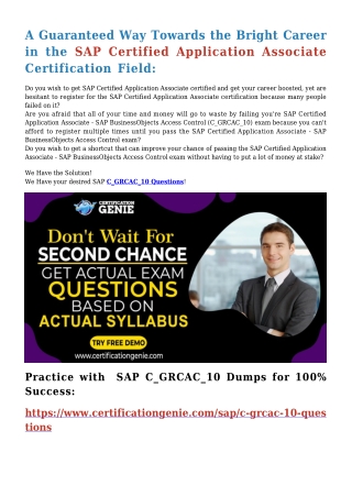 99.9% Passing Surety with Newly Launched SAP C_GRCAC_10 Dumps PDF