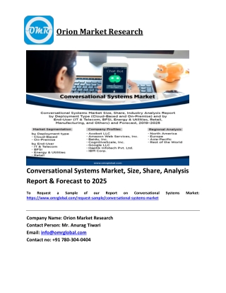 Conversational Systems Market Trends, Size, Competitive Analysis and Forecast 2019-2025