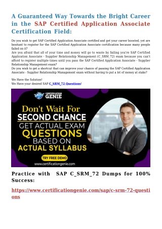 99.9% Passing Surety with Newly Launched SAP C_SRM_72 Dumps PDF