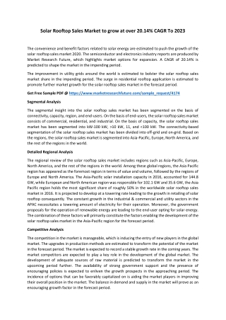 Solar Rooftop Sales Market Revenue, Opportunity, Segment & Key Trends To 2023