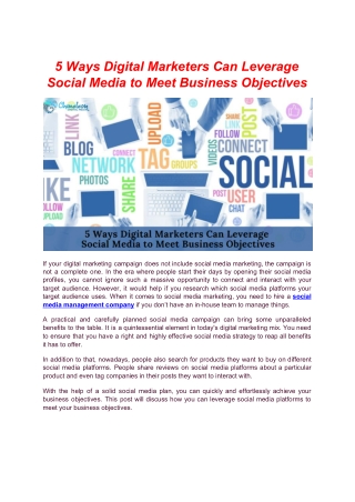 5 Ways Digital Marketers Can Leverage Social Media to Meet Business Objectives