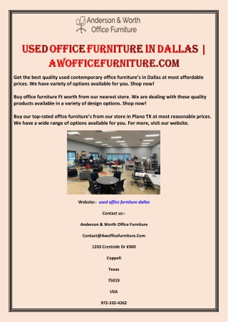 Used Office Furniture in Dallas | Awofficefurniture.com