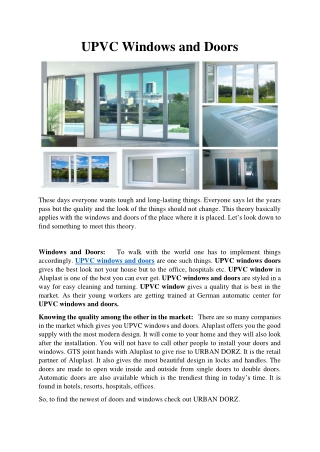 UPVC Windows and Doors