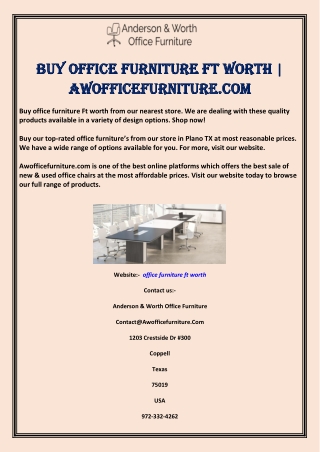 Buy Office Furniture Ft Worth | Awofficefurniture.com