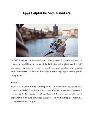Apps Helpful for Solo Travellers