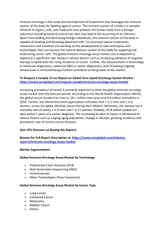 Immuno Oncology Assay Market Size, Segmentation, Share, Forecast, Analysis, Industry Report to 2019-2025