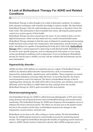 A Look at Biofeedback Therapy For ADHD and Related Conditions