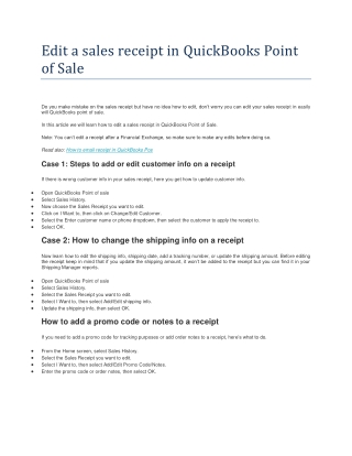 Edit a sales receipt in QuickBooks Point of Sale