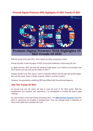 Promote Digital Presence With Highlights Of SEO Trends Of 2021