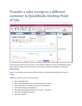 Transfer a sales receipt to a different customer in QuickBooks Desktop Point of Sale