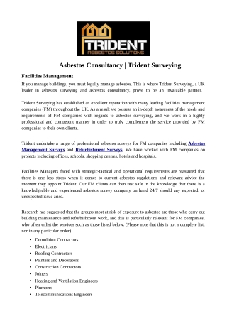 Asbestos Consultancy _ Trident Surveying