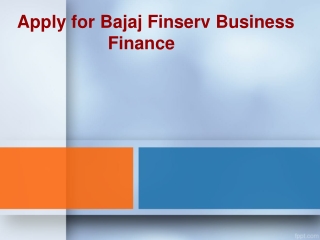 Apply for Business Finance at Low Interest Rate - Bajaj Finserv