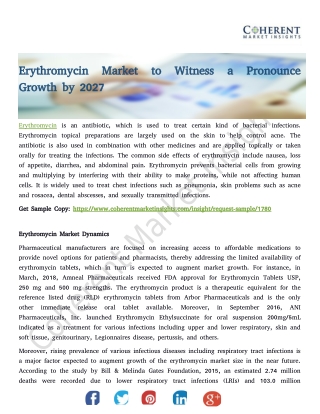 Erythromycin Market to Witness a Pronounce Growth by 2027