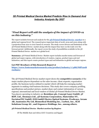 3D Printed Medical Device Market| Key Performing Regions| Drivers And Challenges