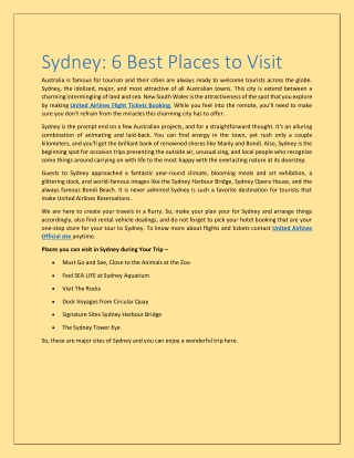 6 Best Places to Visit in Sydney, Australia