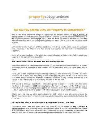 Do You Pay Stamp Duty On Property In Sotogrande_