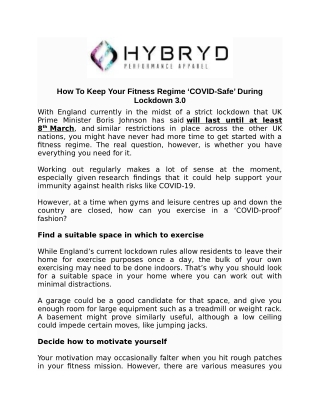 How To Keep Your Fitness Regime ‘COVID-Safe’ During Lockdown 3.0
