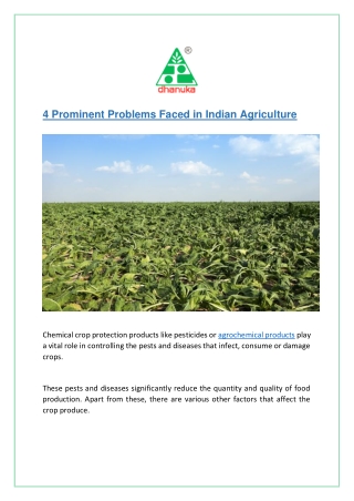 4 Prominent Problems Faced in Indian Agriculture