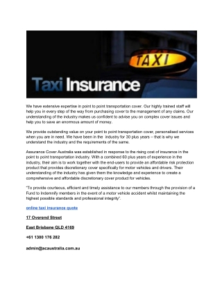 online taxi insurance quote