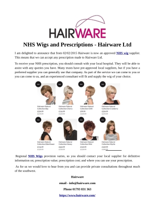 NHS Wigs and Prescriptions - Hairware Ltd