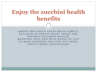 zucchini health benefits