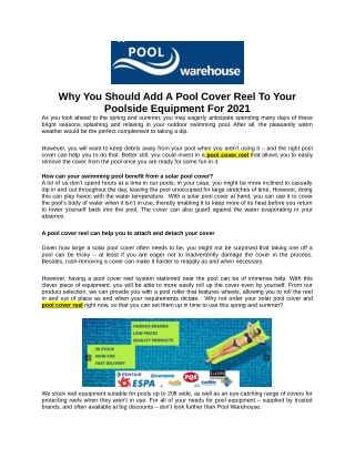 Why You Should Add A Pool Cover Reel To YourPoolside Equipment For 2021