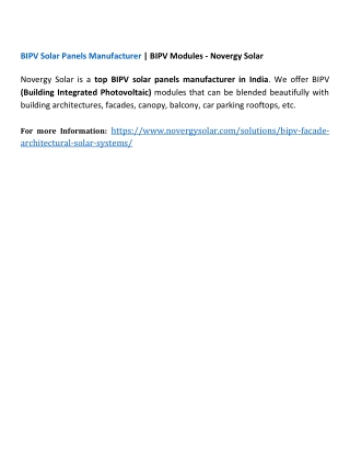 BIPV Solar Panels Manufacturer | BIPV Modules