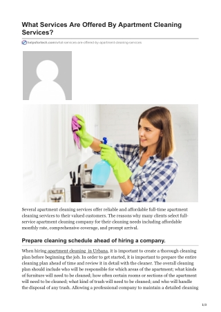 What Services Are Offered By Apartment Cleaning Services?