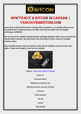 How to buy a Bitcoin in Canada | Vancouverbitcoin.com