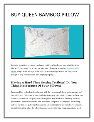 BUY QUEEN BAMBOO PILLOW