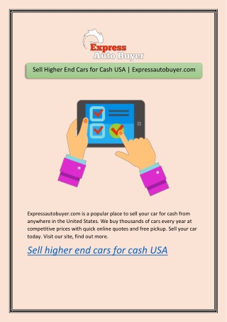 Sell Higher End Cars for Cash USA | Expressautobuyer.com