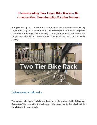 Understanding Two Layer Bike Racks – Its Construction, Functionality & Other Factors