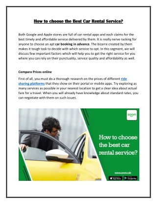 How to choose the best Car Rental Service?