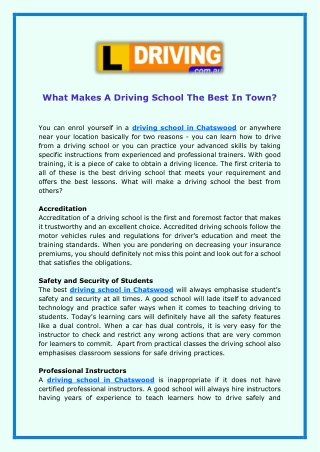 What Makes A Driving School The Best In Town?