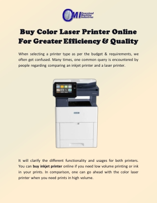 How To Buy Color Laser Printer Online | Oversizedmachineindustries