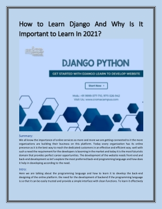 How to Learn Django And Why Is It Important to Learn In 2021?