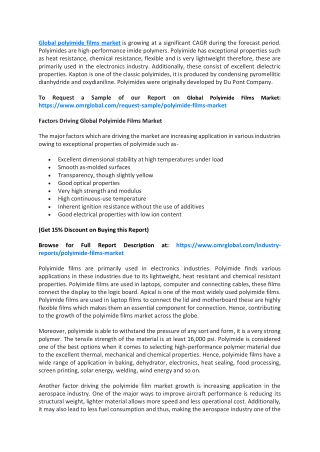 Global Polyimide Films Market 2019-2025 Trends, Research Report, Growth Trends, Opportunities, Forecast to 2025