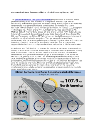 Containerized Solar Generators Market - Global Industry Report, 2027