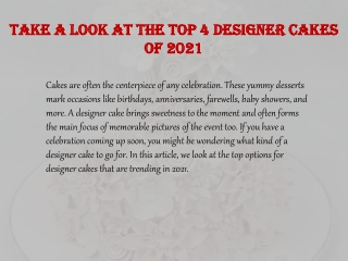 Take A Look At The Top 4 Designer Cakes Of 2021
