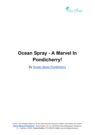Ocean Spray - A Marvel In Pondicherry!