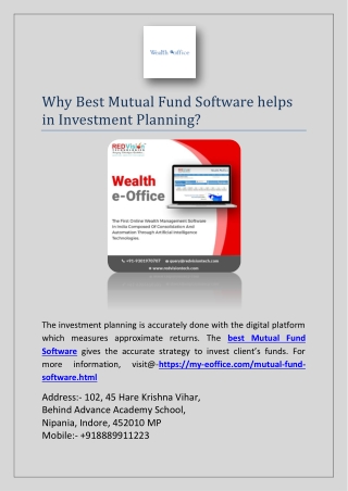 Why Best Mutual Fund Software helps in Investment Planning?